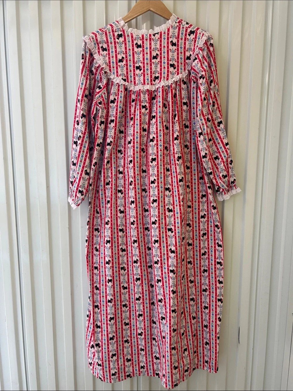 Lanz of Salzburg Flannel Nightgown Scottie Dog Print Cottagecore Sleepwear Med